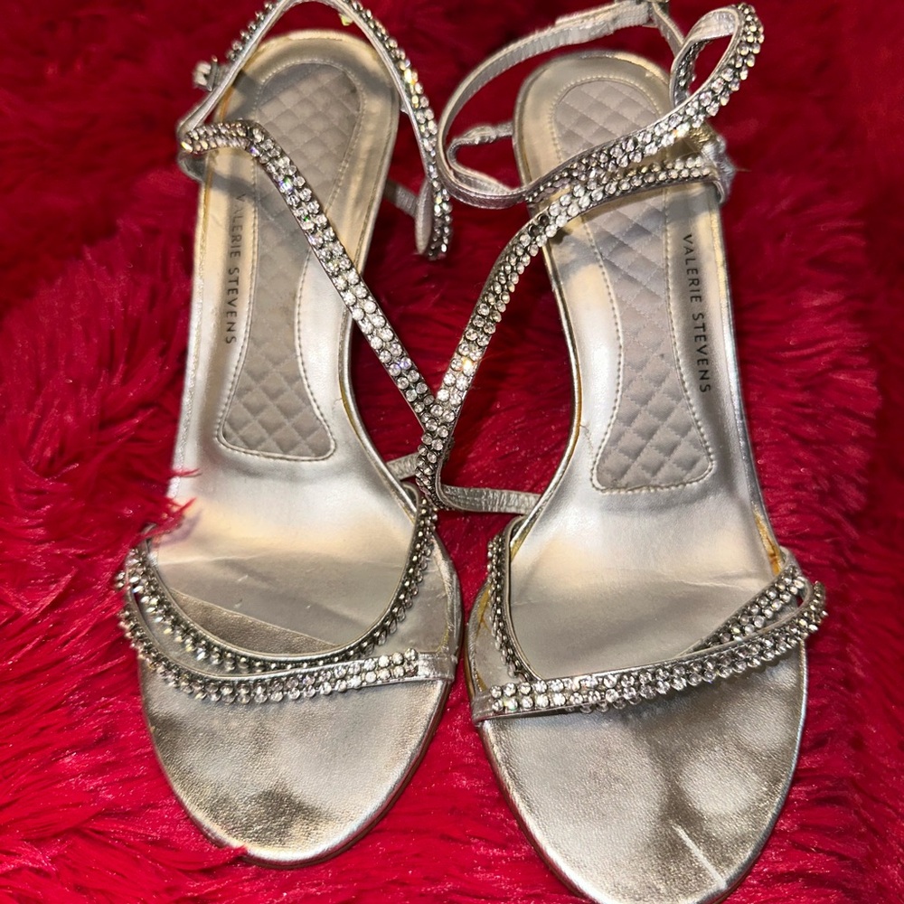 Valerie Stevens Silver Rhinestone Heels